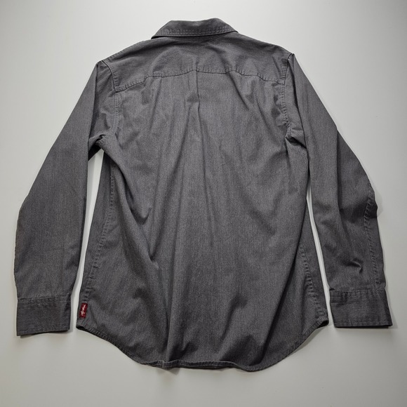 Wrangler Mens Gray Long Sleeve Button Down Work Shirt Medium 112324401 - Picture 2 of 8